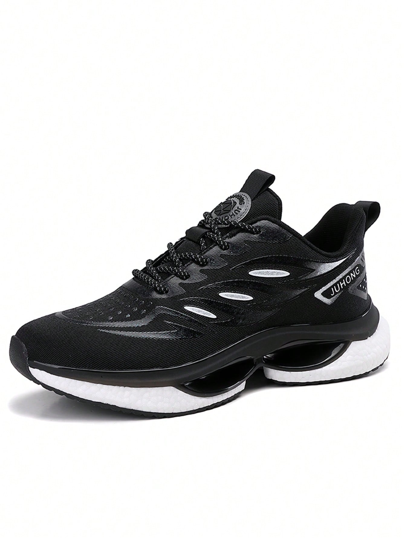 Men'S Sports Shoes, Flexible Pu Leather Upper Elastic & Wear-Resistant Composite Sole Casual Athletic Shoes, Lightweight Shock Absorbing Running Shoes