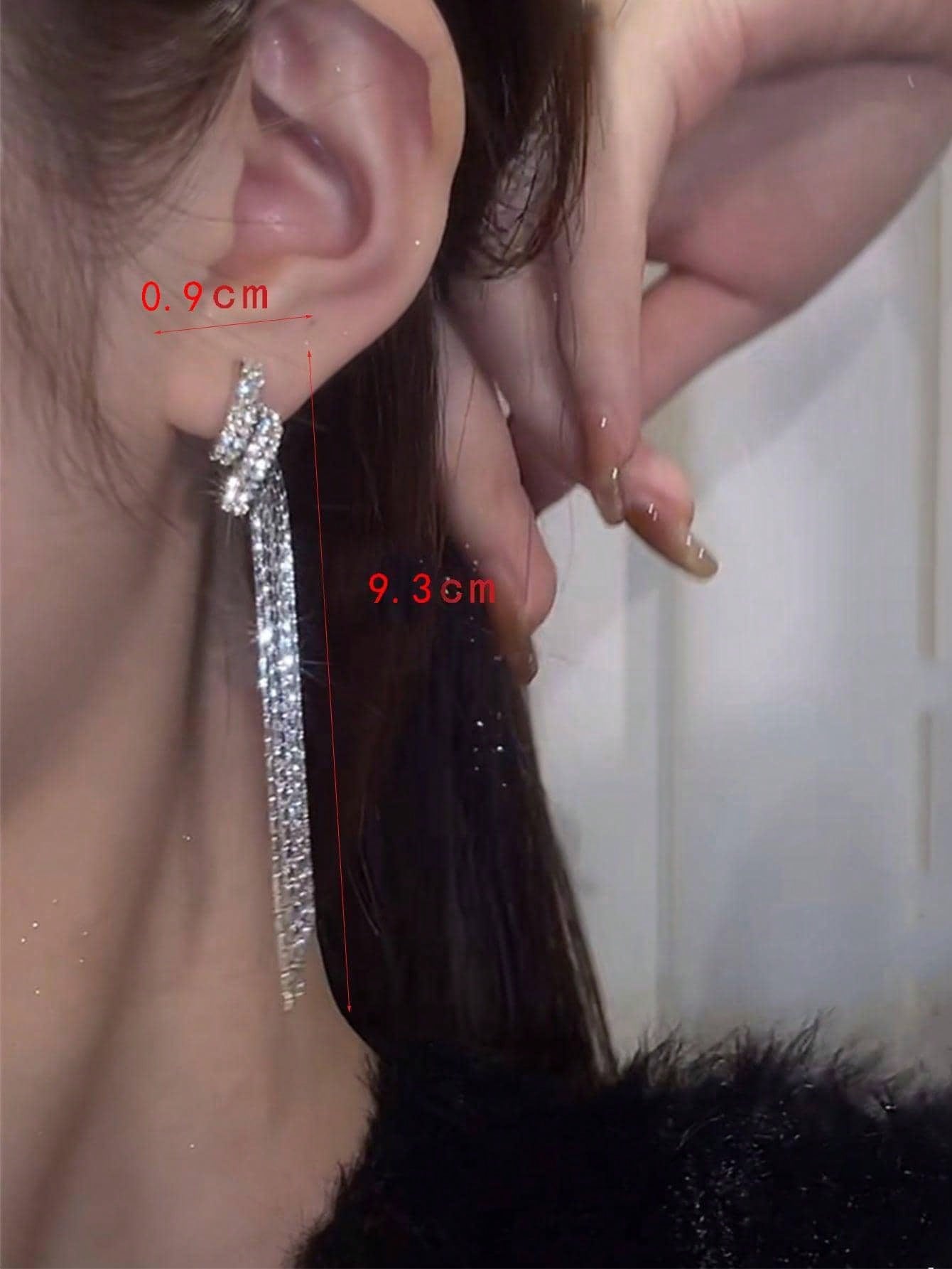 1pair Elaborate Alloy Front & Back Fringe Drop Earrings For Women's Evening Party