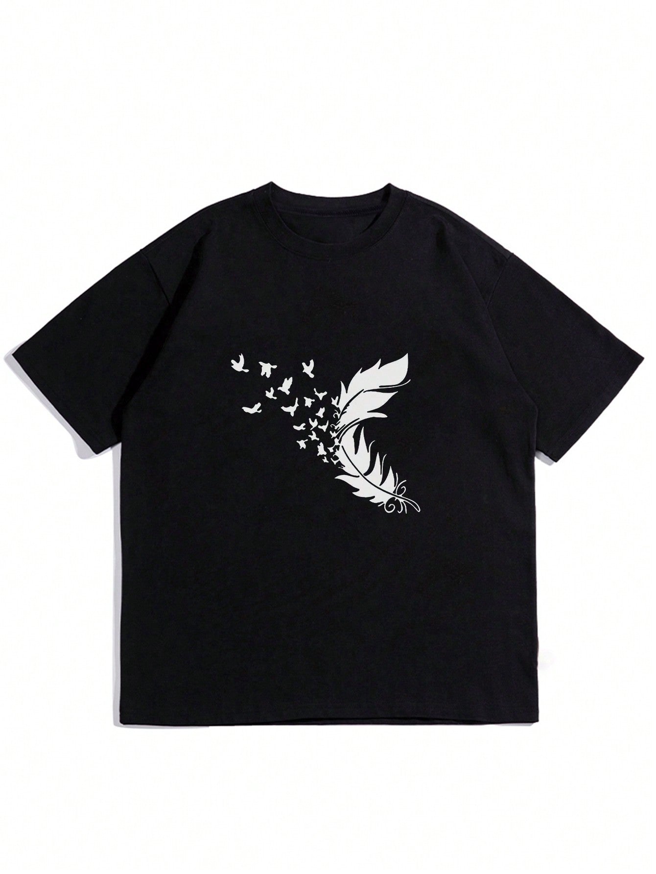 Men's Feather Printed Short Sleeve T-shirt