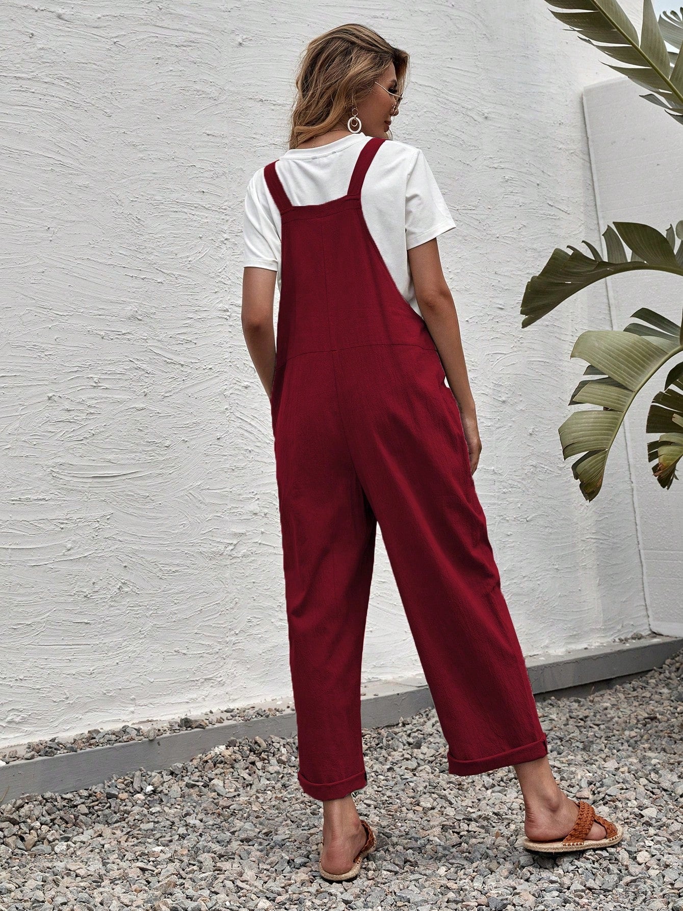 LUNE Solid Dual Pocket Suspender Jumpsuit