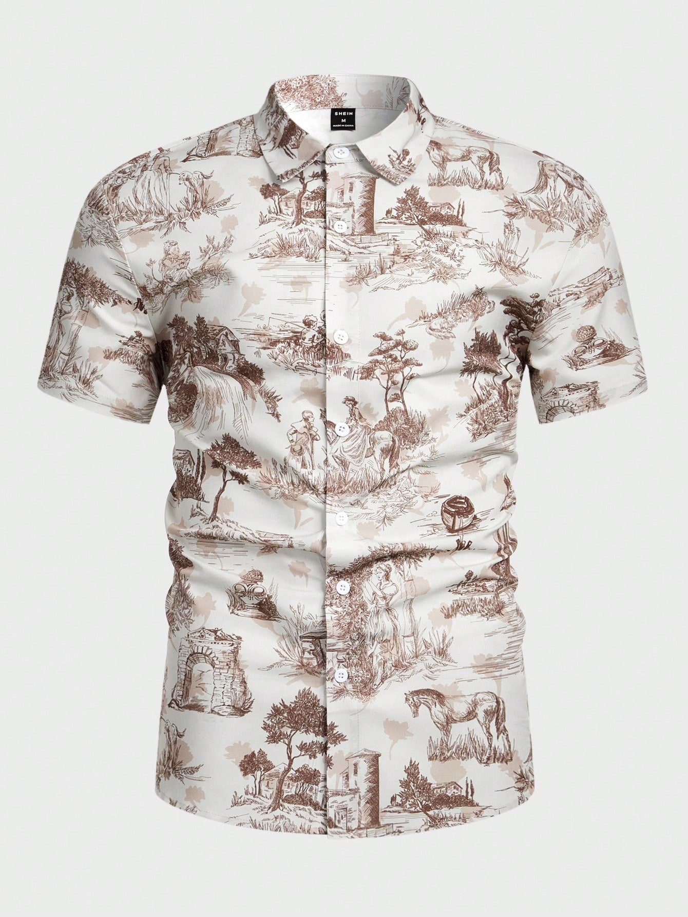 Manfinity Homme Men's Short Sleeve Shirt With Plant Print