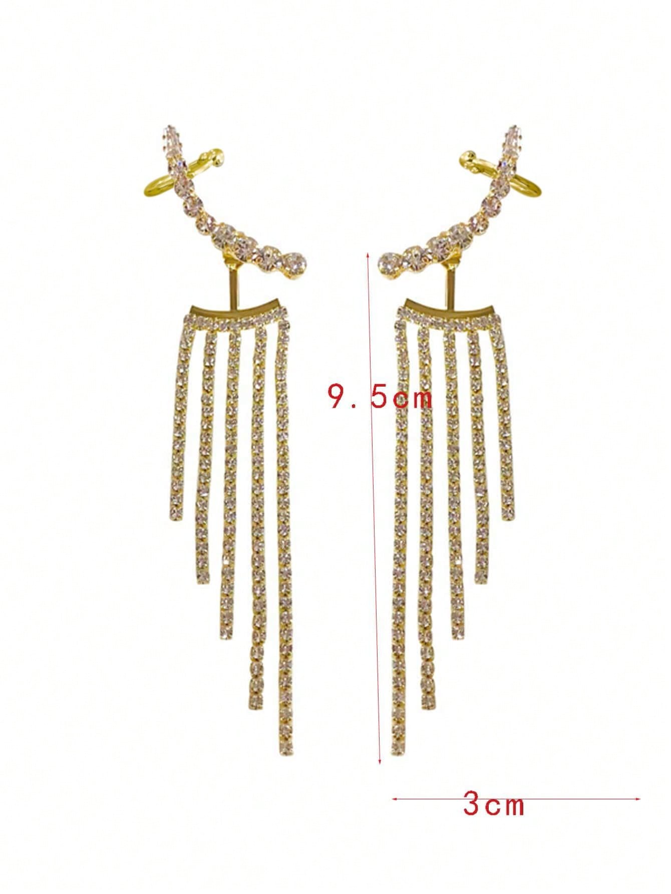 1pair Elaborate Alloy Front & Back Fringe Drop Earrings For Women's Evening Party