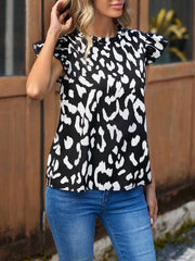 Ladies' Printed Flutter Sleeve Blouse