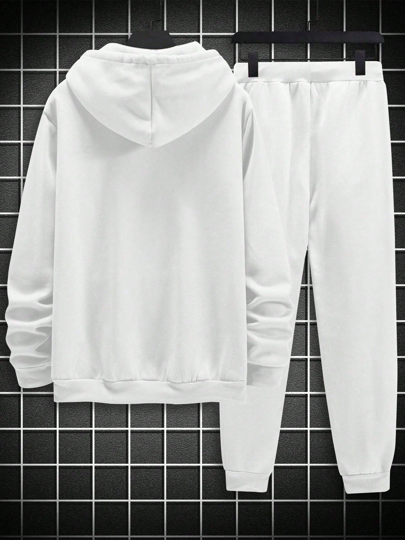 Manfinity Hypemode Men'S Letter Printed Hoodie And Sweatpants Set