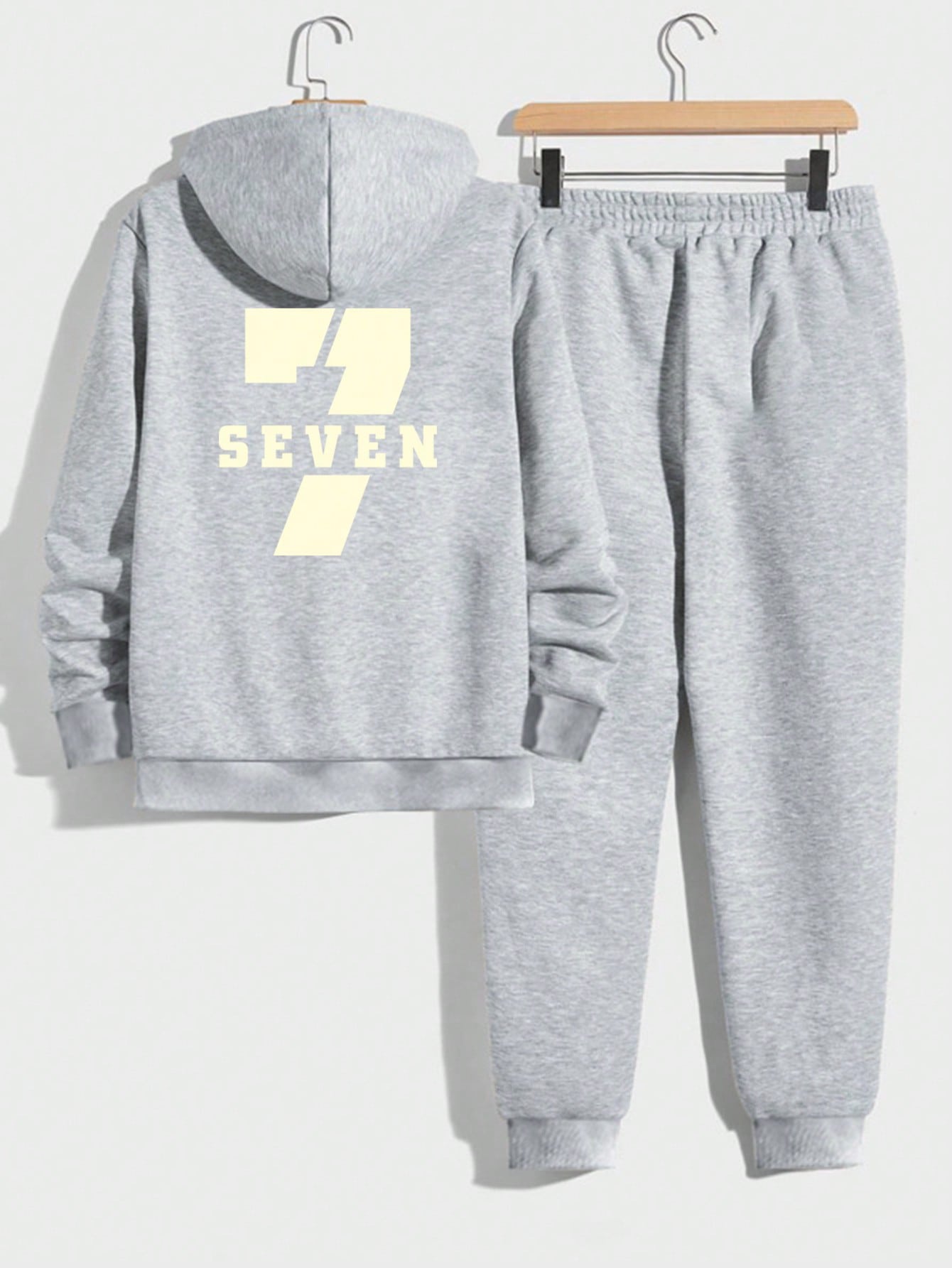 Men'S Digital Print Drawstring Hoodie And Sweatpants Two Piece Set