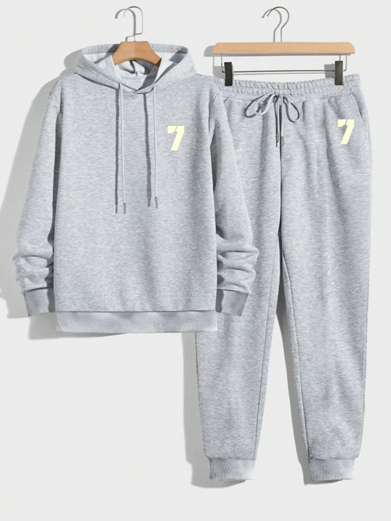 Men'S Digital Print Drawstring Hoodie And Sweatpants Two Piece Set