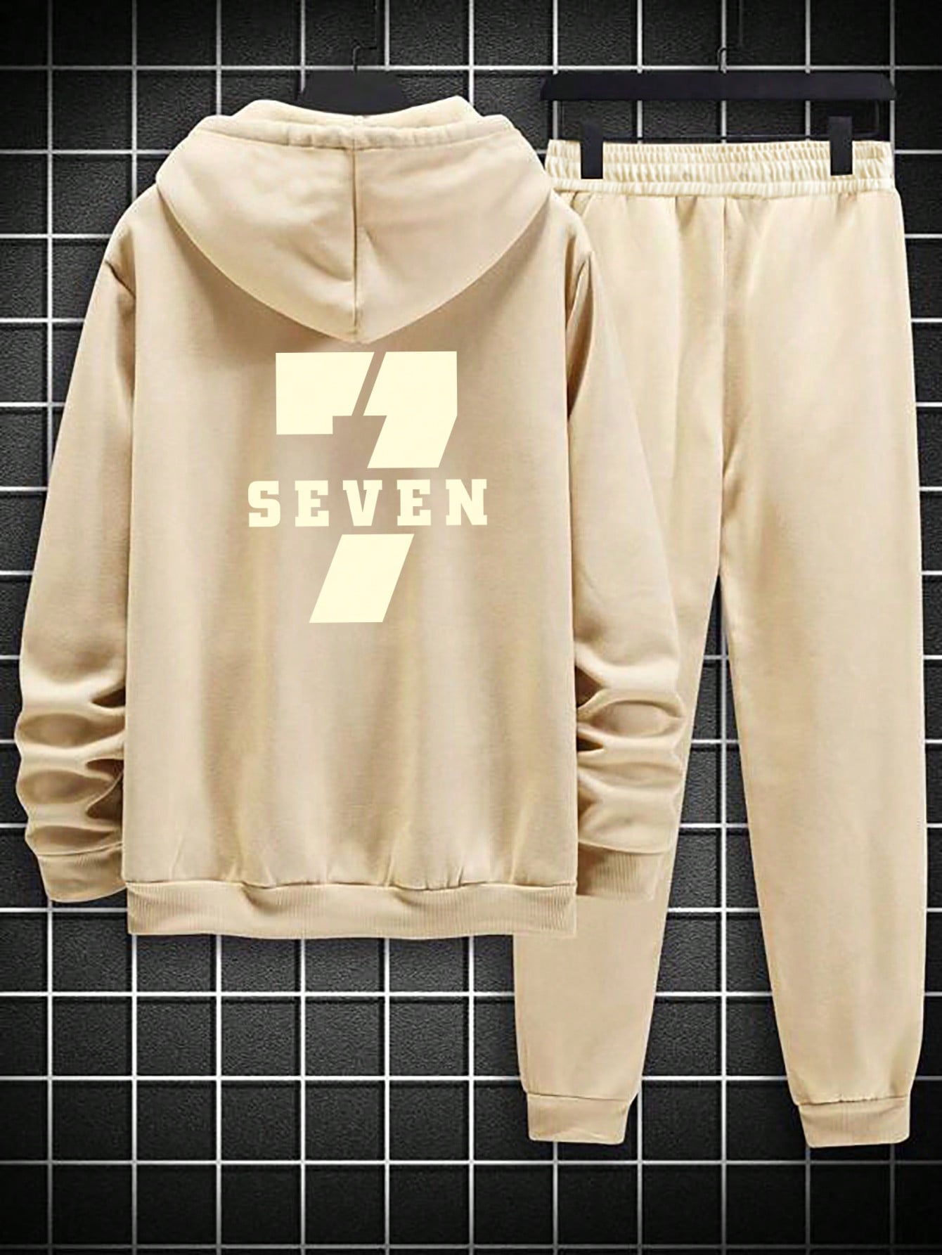 Men'S Digital Print Drawstring Hoodie And Sweatpants Two Piece Set