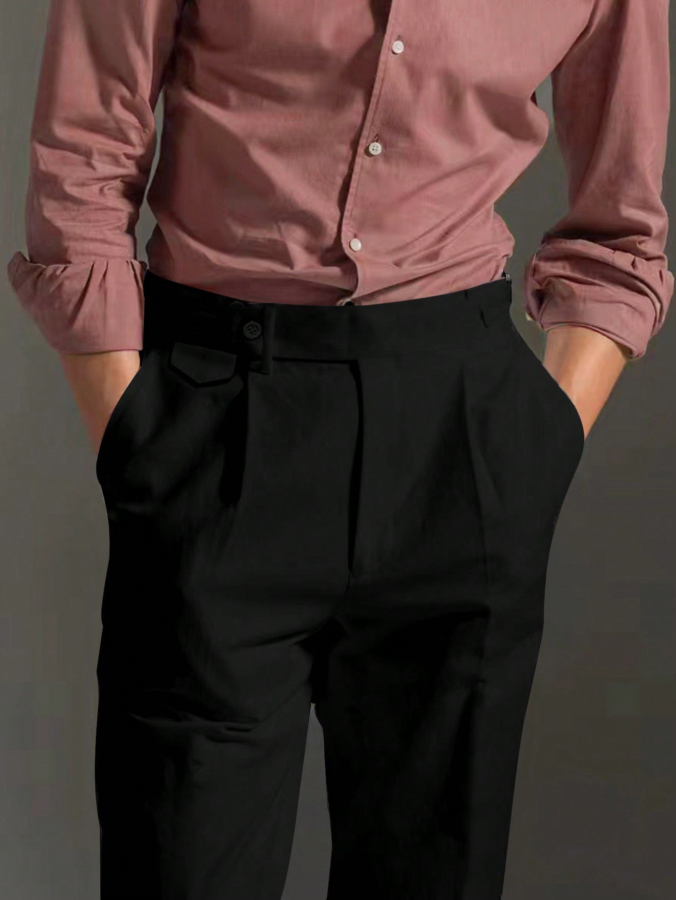 Slim Fit Suit Pants With Slanted Pockets For Men