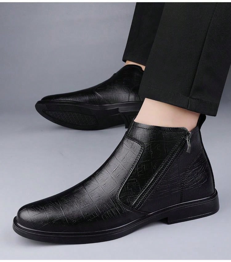 New Arrival Men'S Genuine Leather Boots, Business & Casual Soft Bottom High-Top Work Boots