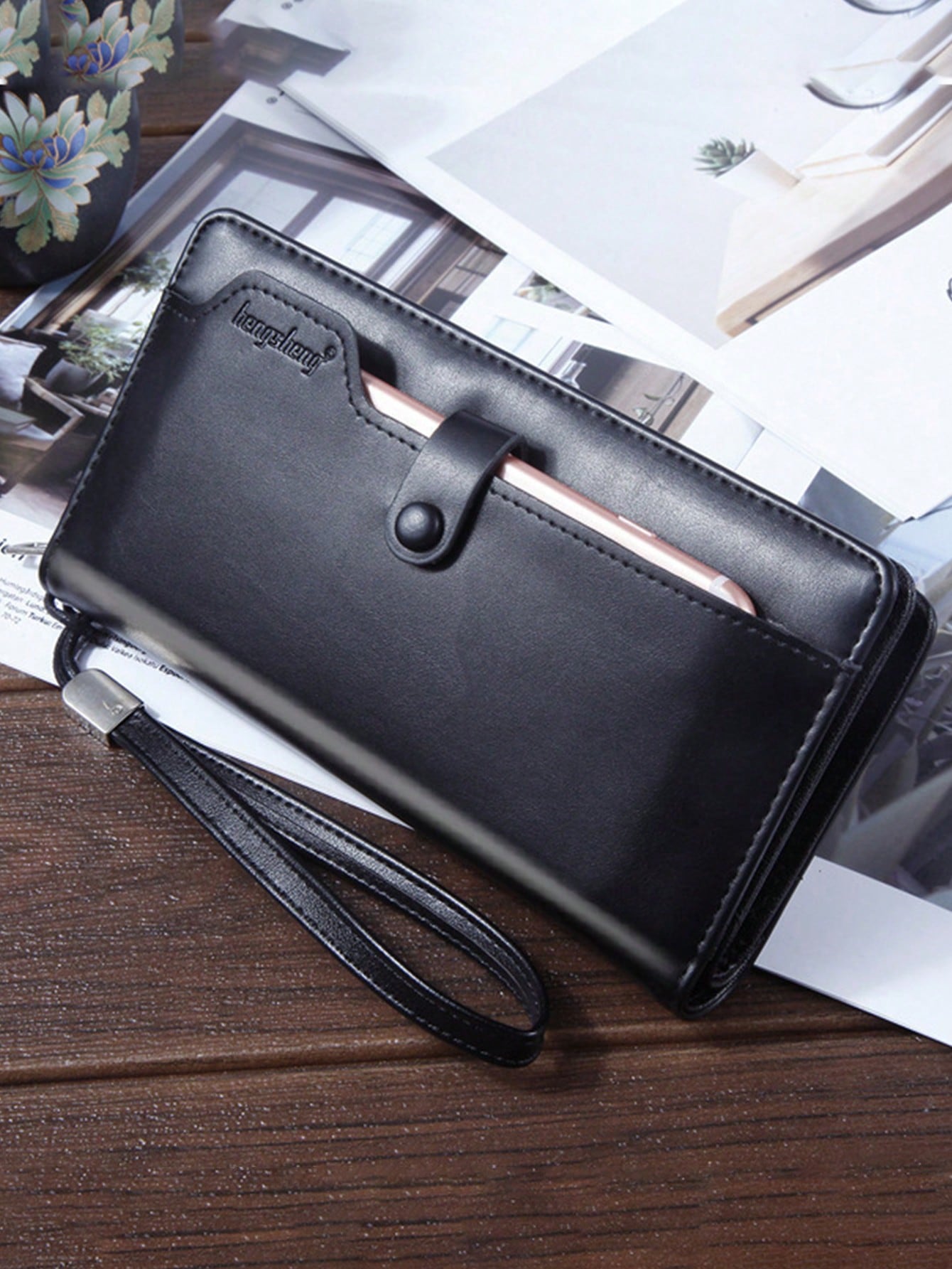 1 Men'S Fashion Business Long Clutch Multi-Card Slot Inner Zipper Multi-Functional Clip Wallet Clutch Wallet Men'S Wallet