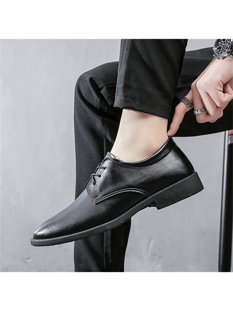 Men's Spring/Summer Pointed Toe Lace-Up Pu Leather Shoes For Formal/Business/Casual/Campus/Party