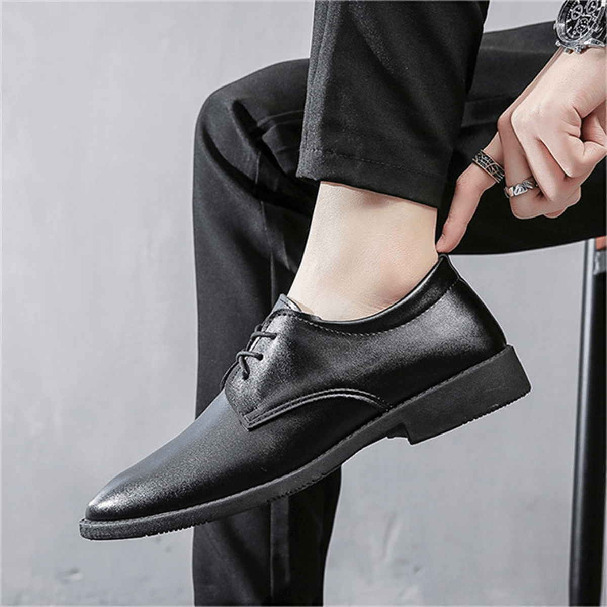 Men's Spring/Summer Pointed Toe Lace-Up Pu Leather Shoes For Formal/Business/Casual/Campus/Party