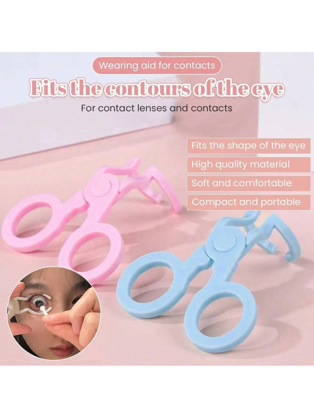 1 Set Women Eye Care Contact Lenses Inserter Remover Plastic Soft Tip Tweezer Suction Stick Wearing Beauty Tools Lens Accessories