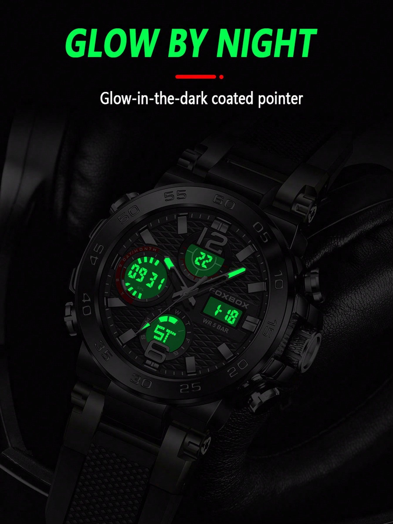 Fb0033 Fashion Round Dial Dual Display Men's Electronic Watch