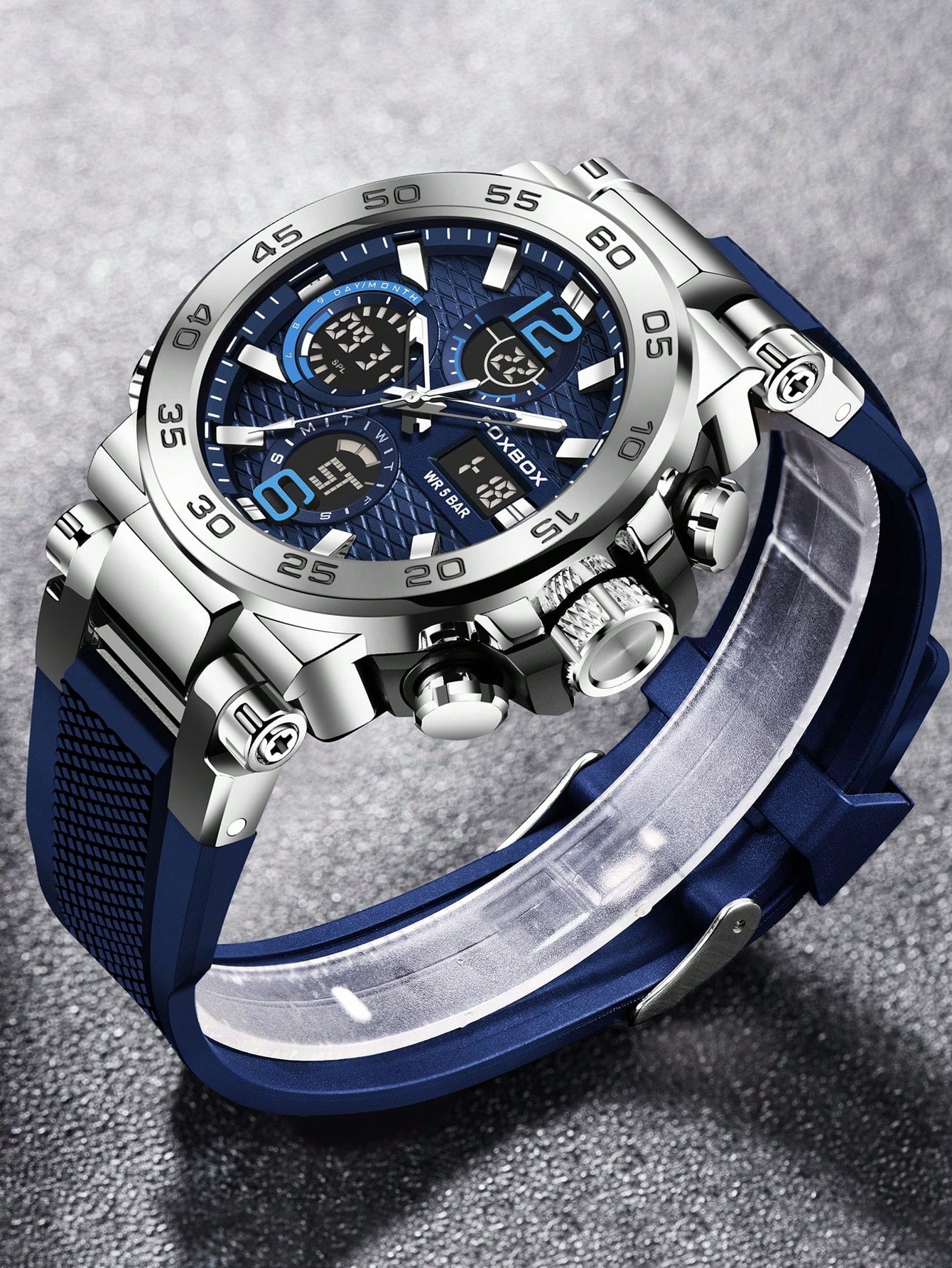 Fb0033 Fashion Round Dial Dual Display Men's Electronic Watch