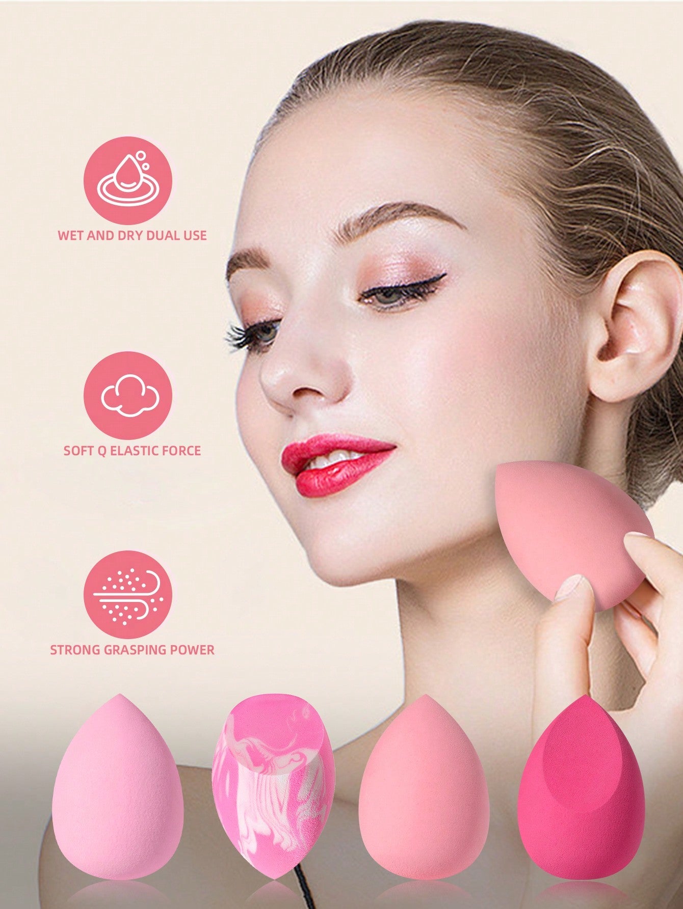 1pcs Storage Bucket+7PCS Makeup Sponge+9PCS Makeup Puff Set Soft Triangle Powder Mineral Puff For Face Makeup,Suitable For Cream & Powder Concealer, Loose Powder Makeup Applicator