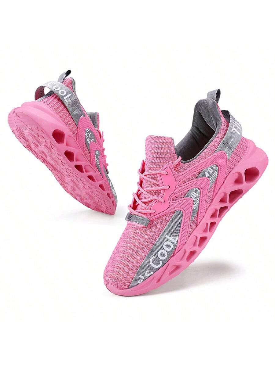 Women'S Letter Pattern Front Lace-Up Running Shoes, Sports And Casual Shoes