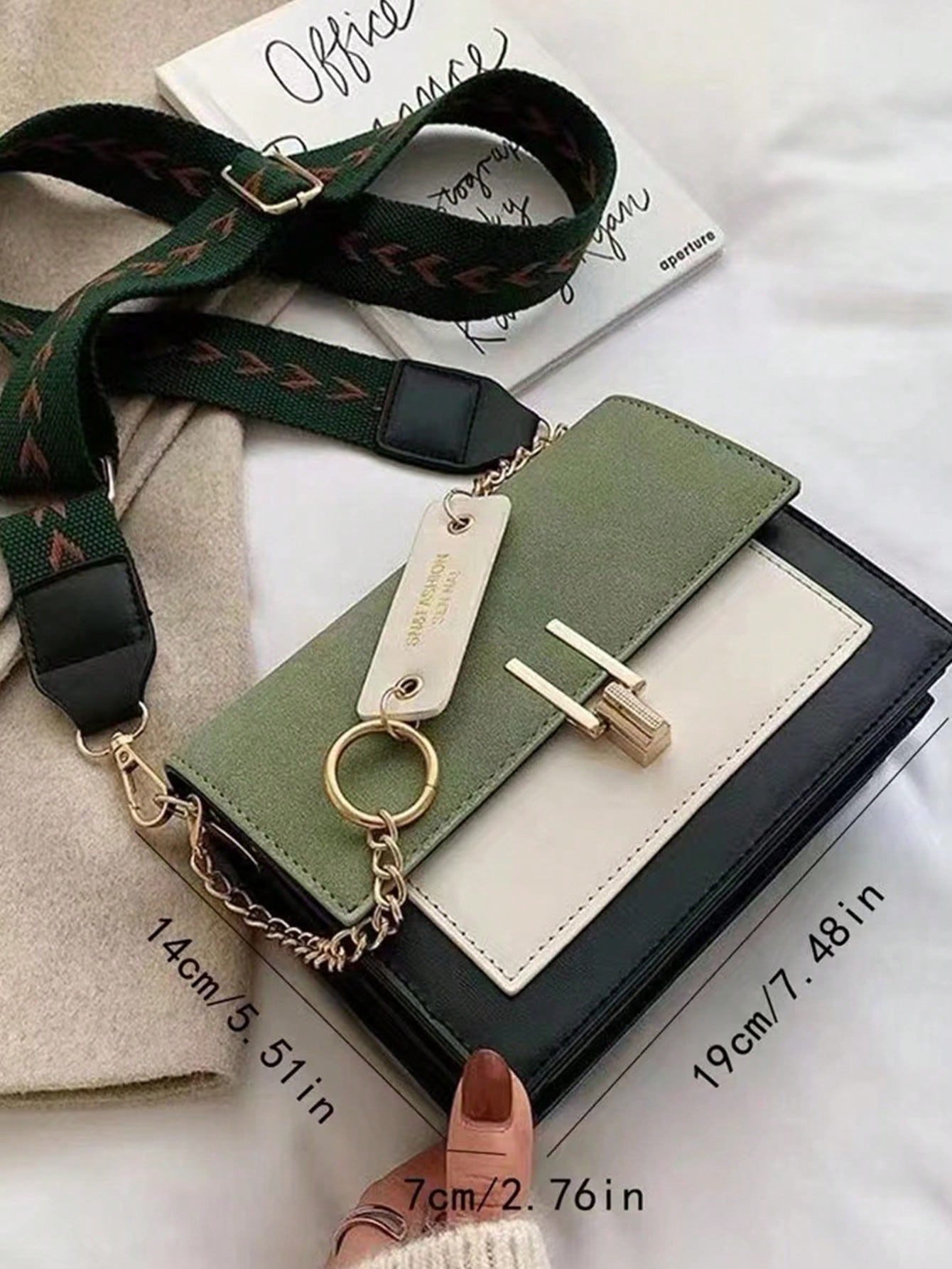 Trendy Flap Square Bag, Women's Fashion Pu Purse, Stylish Chain Decor Crossbody Bag