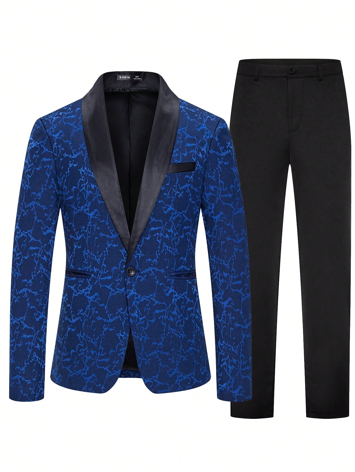 Manfinity Men Jacquard Shawl Collar Blazer & Suit Pants