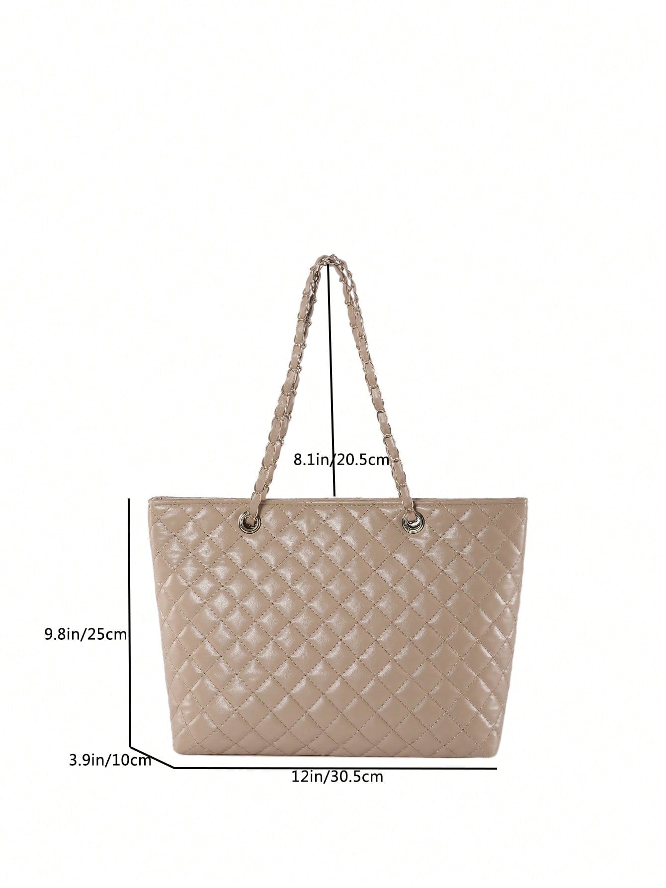 Women's Solid Color Embroidery Thread Diamond Check Large Capacity Soft Tote Bag, Perfect For Business Trip, Traveling, Visiting Friends, And Taking Photos, Single Shoulder Handbag