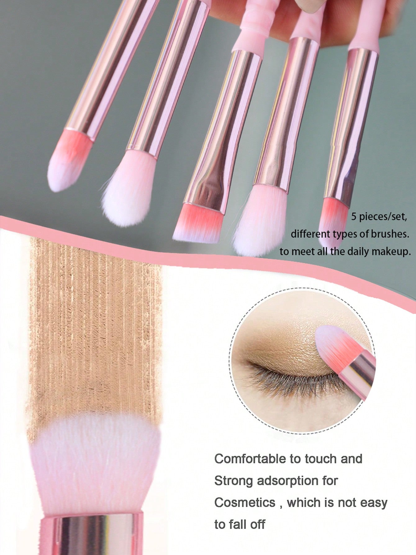 5pcs Cosmetic Brushes Set For Ladies Who Like The Magic Wand Themed Makeup Brush, Pink & Blue