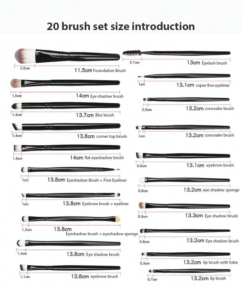 20pcs Makeup Brush Set, Cosmetic Tool Kit Black Friday