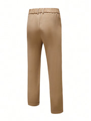 Manfinity Homme Men'S Solid Color Pleated Dress Pants