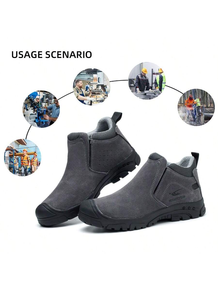 Indestructible Men'S Anti-Fire Steel Toe Safety Shoes For All Seasons, Anti-Smashing And Anti-Puncture Protective Work Boots