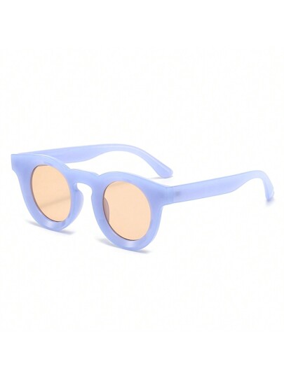 1pc Trendy Ins Ellipse Shaped Sunglasses For Men And Women, Street Style, Concave Design