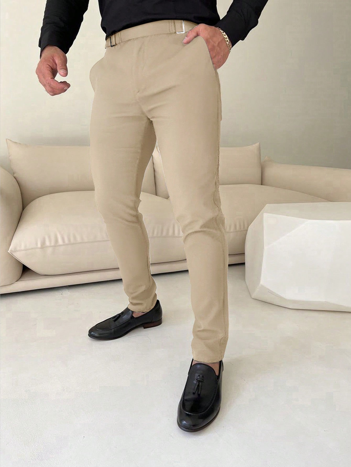 Manfinity Men's Solid Slim Fit Pants