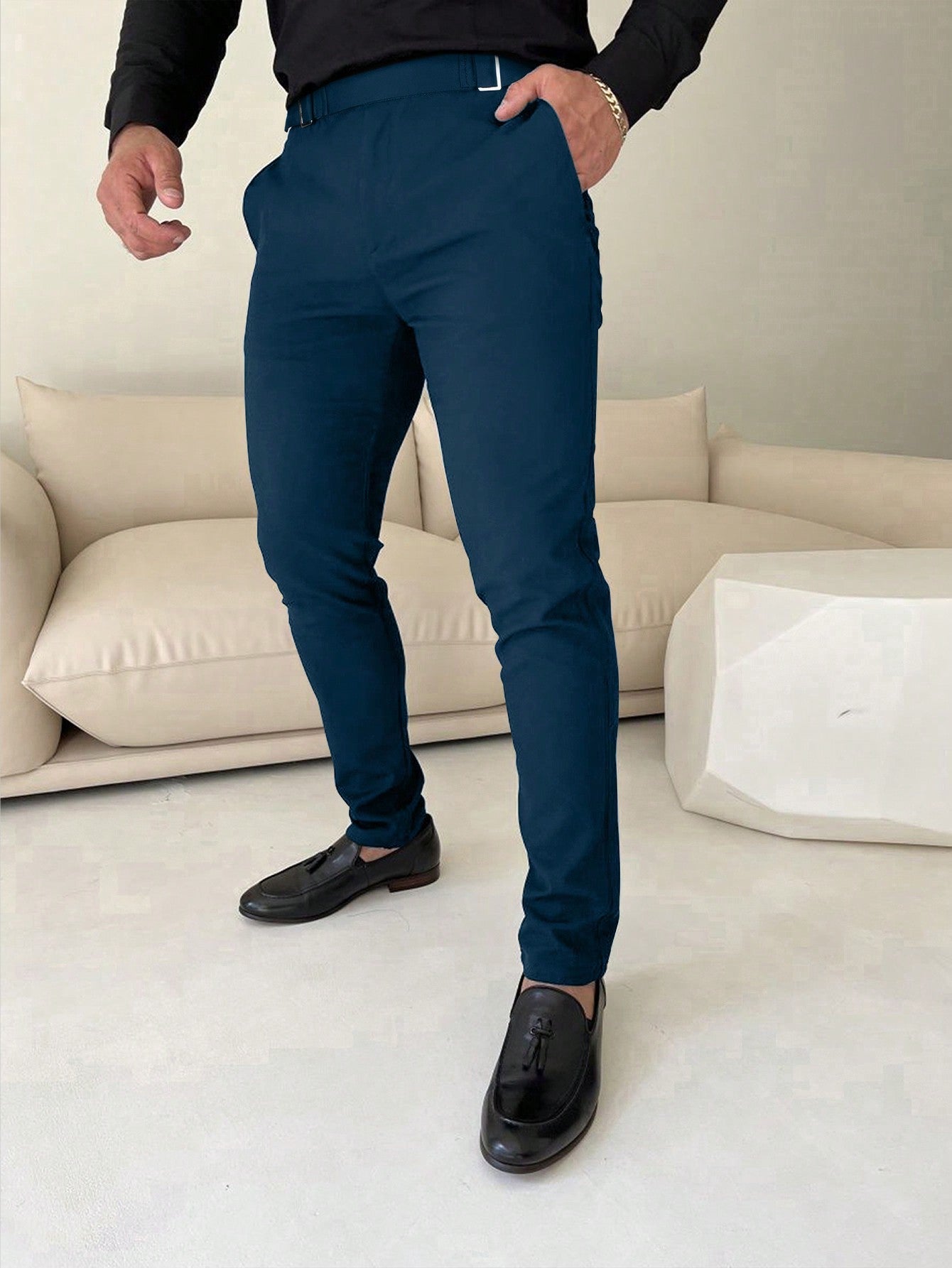 Manfinity Men's Solid Slim Fit Pants