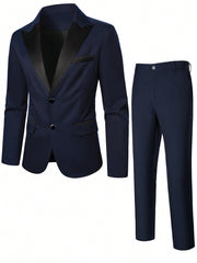 Manfinity Mode Men'S Peak Lapel Double Breasted Suit Jacket And Pants Set