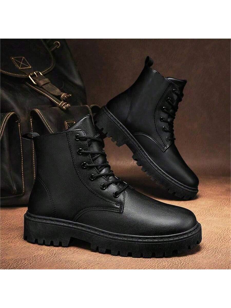 New Autumn Winter Men's High Top Leather Boots All-match Men's Shoes