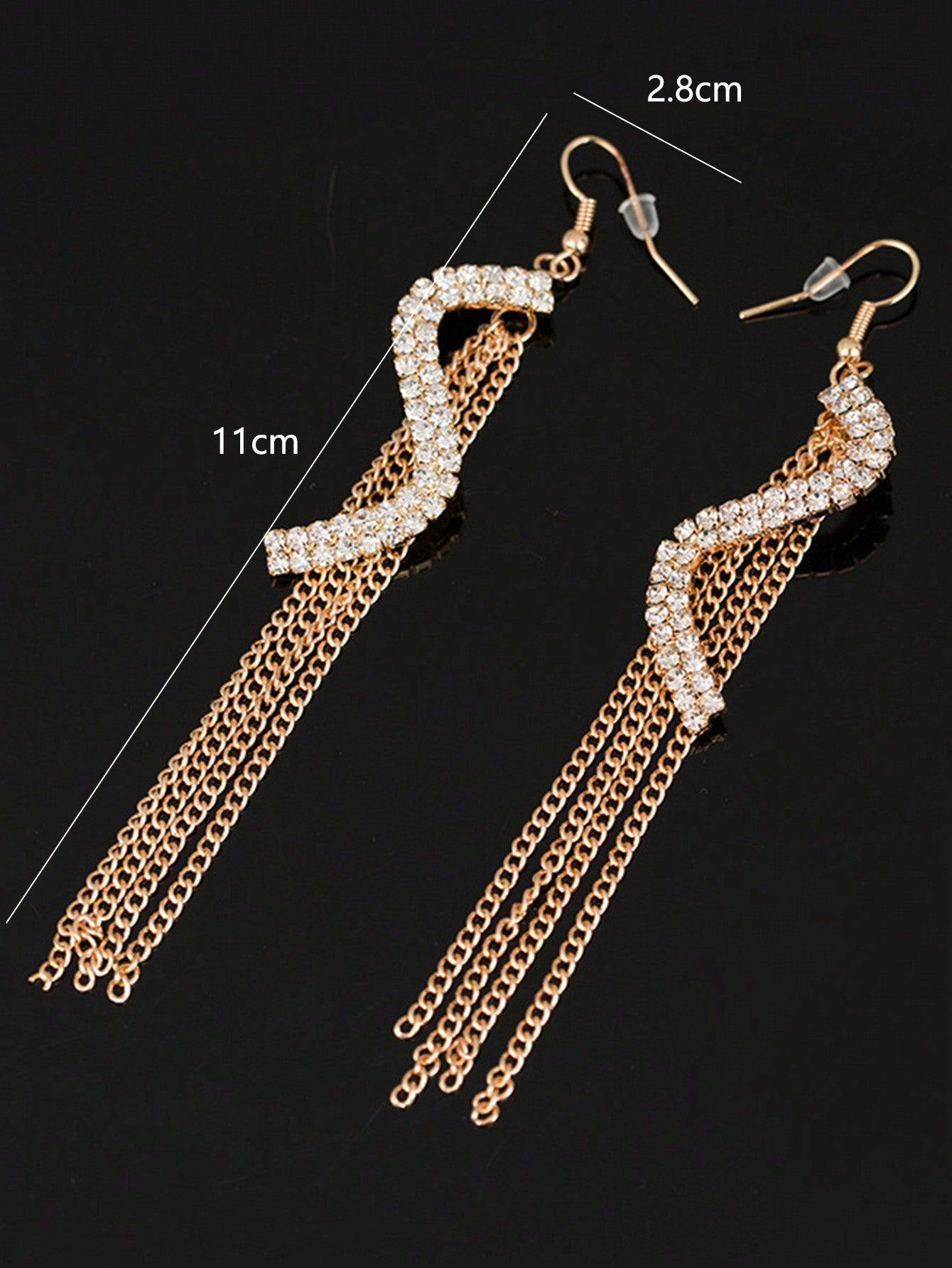 1pair Elaborate Alloy Front & Back Fringe Drop Earrings For Women's Evening Party