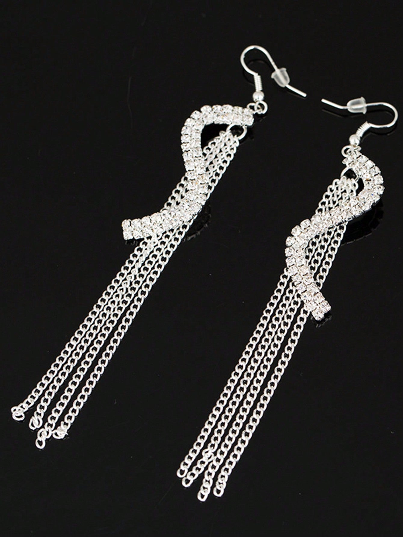 1pair Elaborate Alloy Front & Back Fringe Drop Earrings For Women's Evening Party