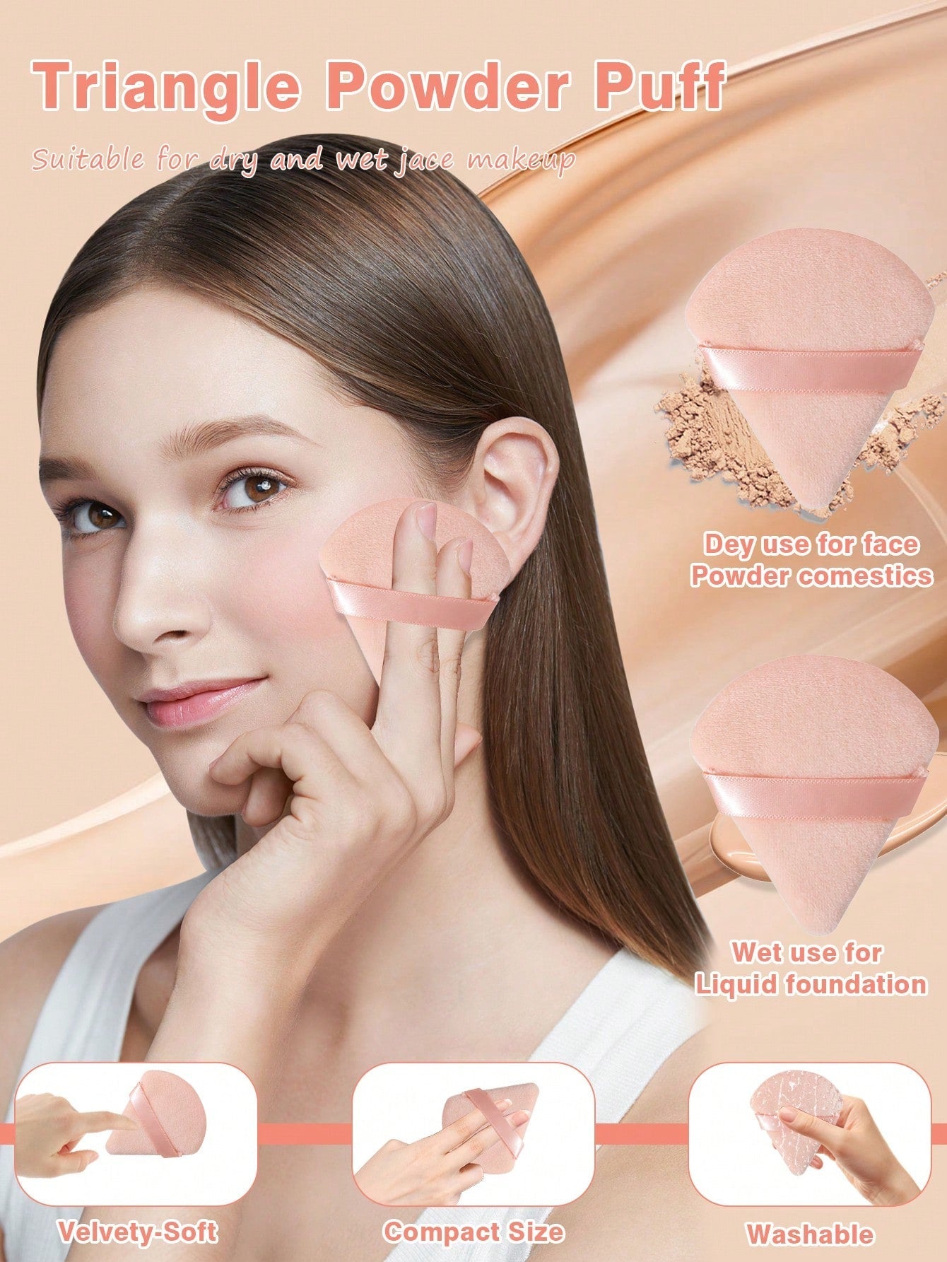 1pcs Storage Bucket+7PCS Makeup Sponge+9PCS Makeup Puff Set Soft Triangle Powder Mineral Puff For Face Makeup,Suitable For Cream & Powder Concealer, Loose Powder Makeup Applicator