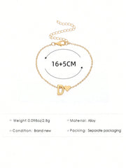 1pc Fashion Exquisite A-Z 26 Initial Letters Heart Bracelet For Couple Gift For Women Men