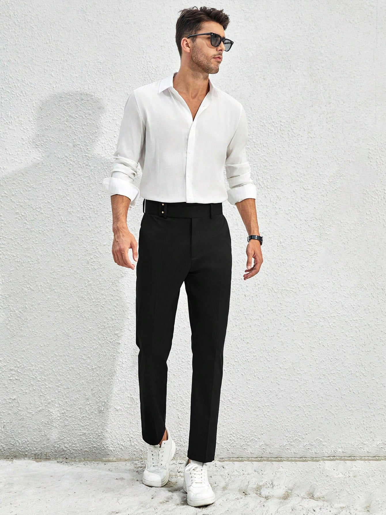 Manfinity Mode Men Solid Slant Pocket Suit Pants