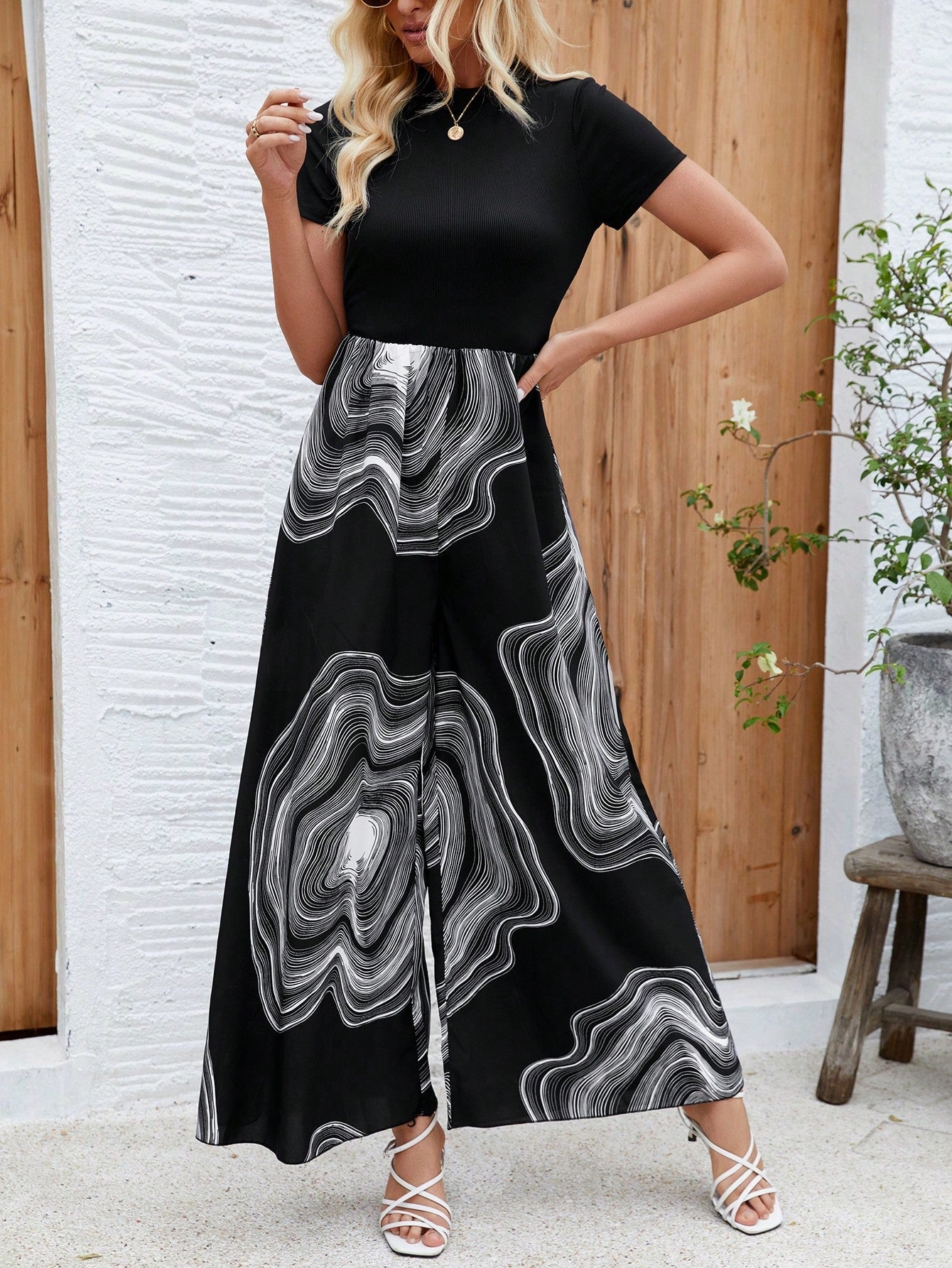 Women'S Floral Printed Wide Leg Jumpsuit