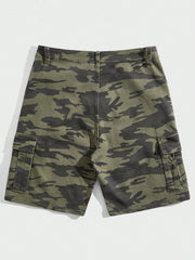 Manfinity Homme Men'S Camouflage Regular Fit Mid-Rise Stretch Denim Casual Shorts