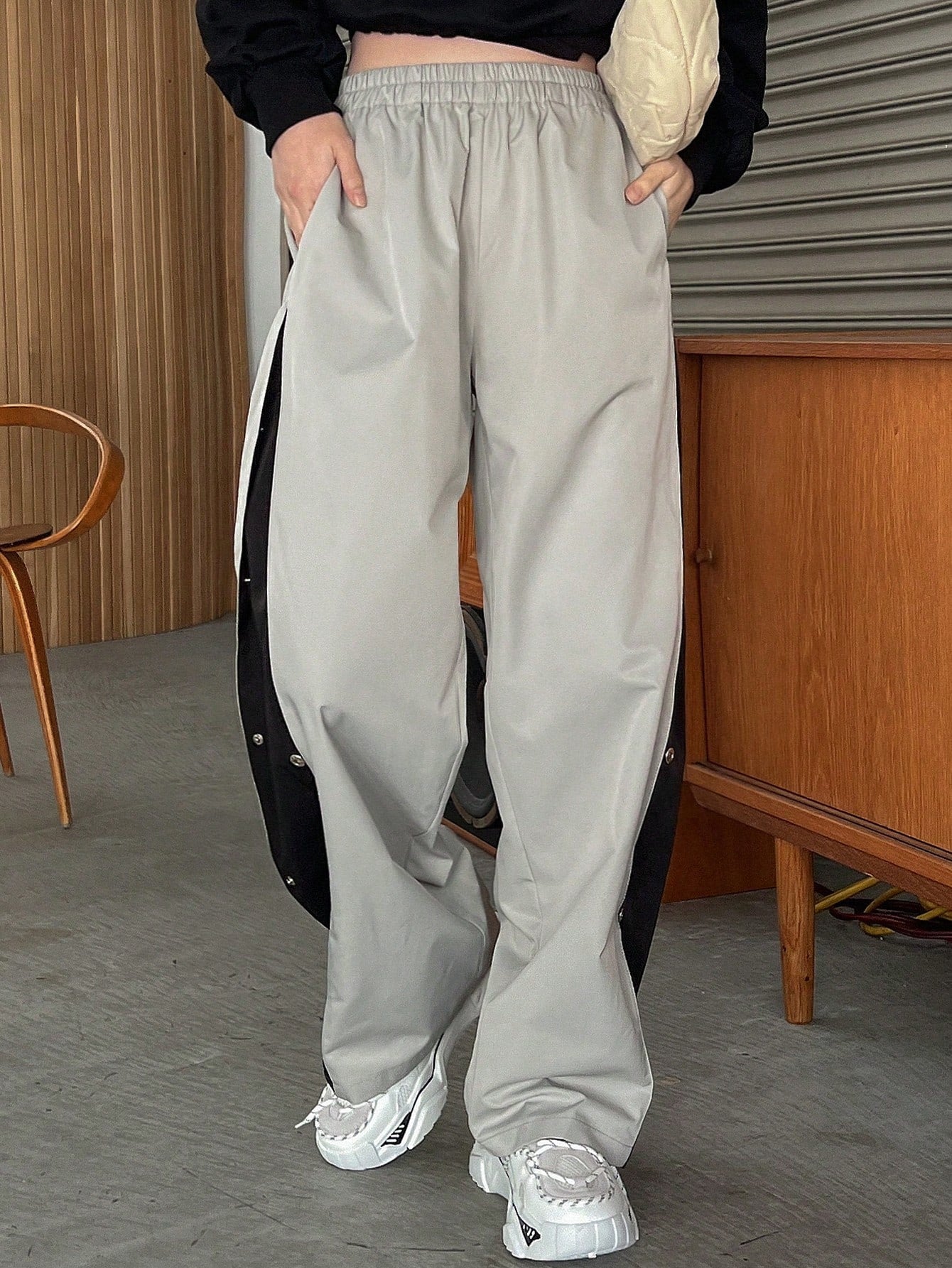 FRIFUL Women'S Loose-Fit Colorblock Wide-Leg Pants