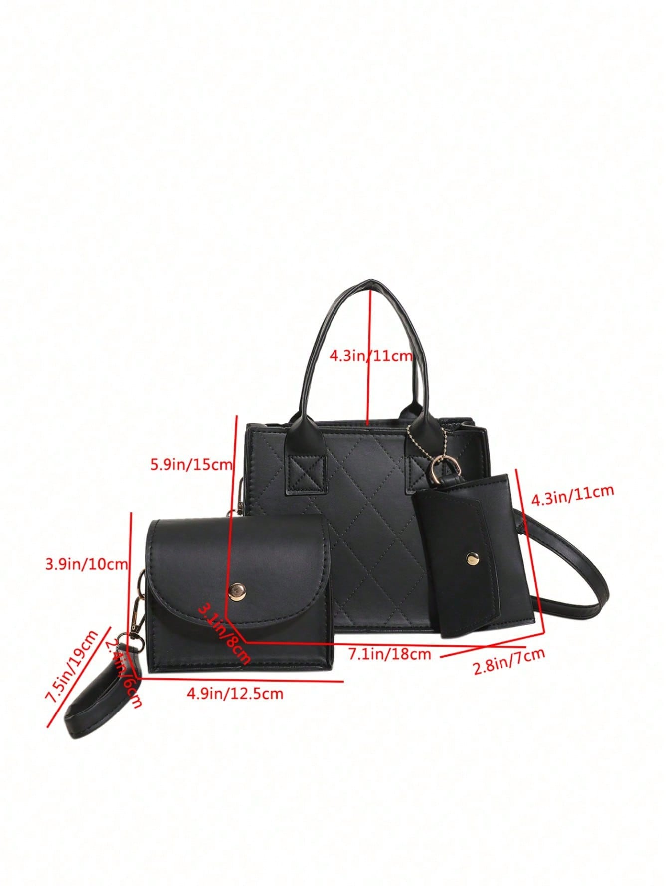 Mini Pu Diamond Shaped Casual Fashionable Handbag, Coin & Card Holder, Shoulder Crossbody Bag