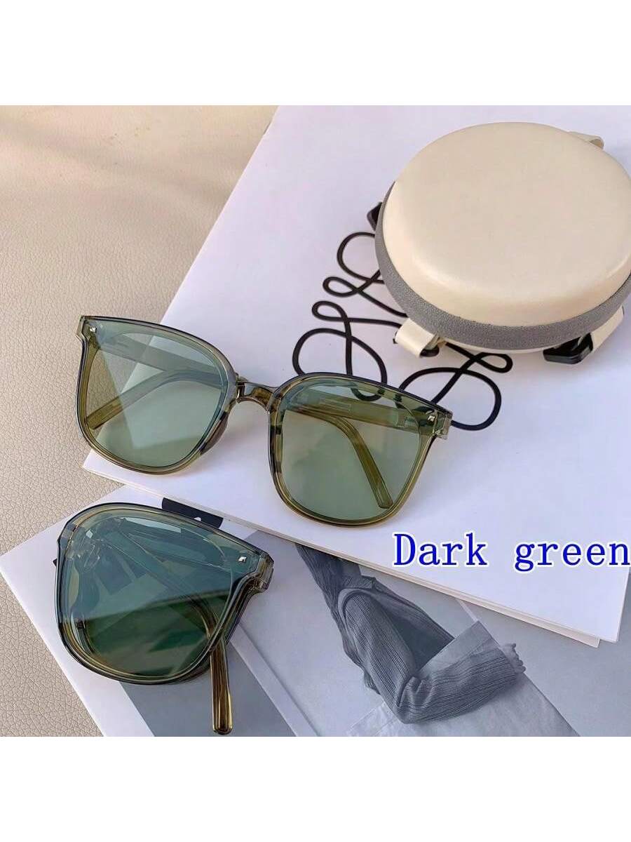 1pc New Design Foldable Uv Protection Sunglasses With Glasses Storage Box, Convenient To Carry For Men And Women