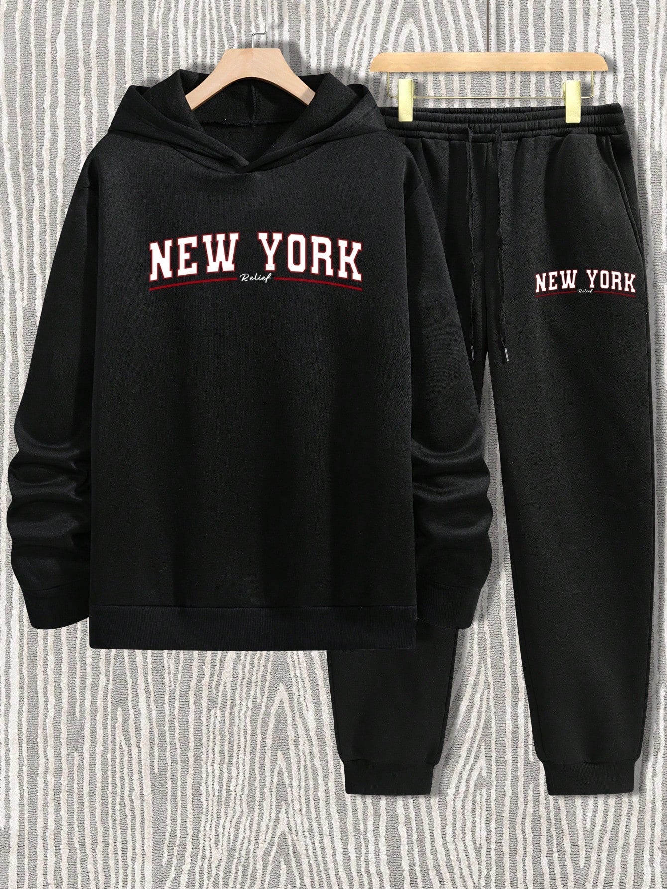 Manfinity Men's Letter Printed Hoodie And Sweatpants Tracksuit