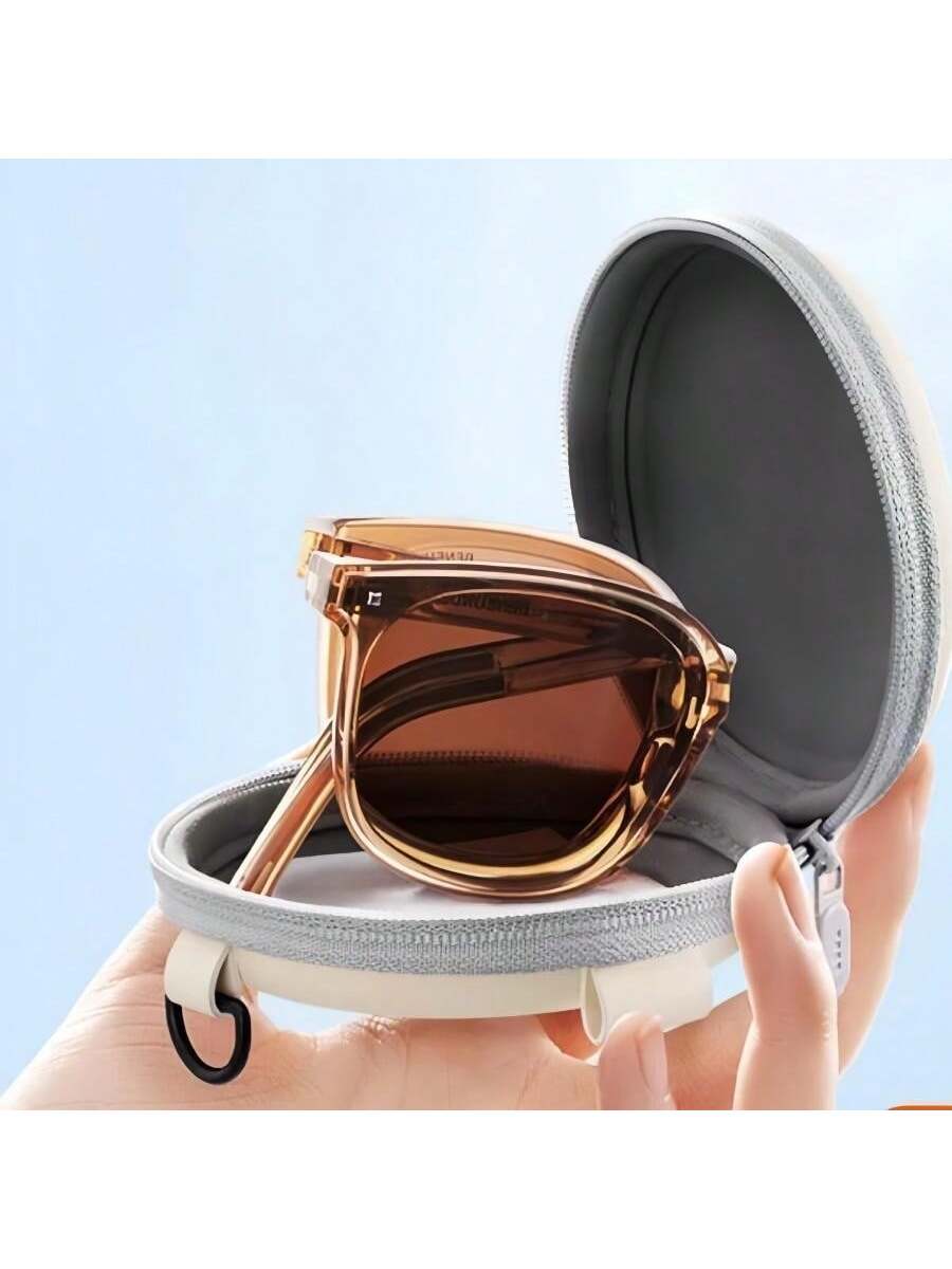 1pc New Design Foldable Uv Protection Sunglasses With Glasses Storage Box, Convenient To Carry For Men And Women