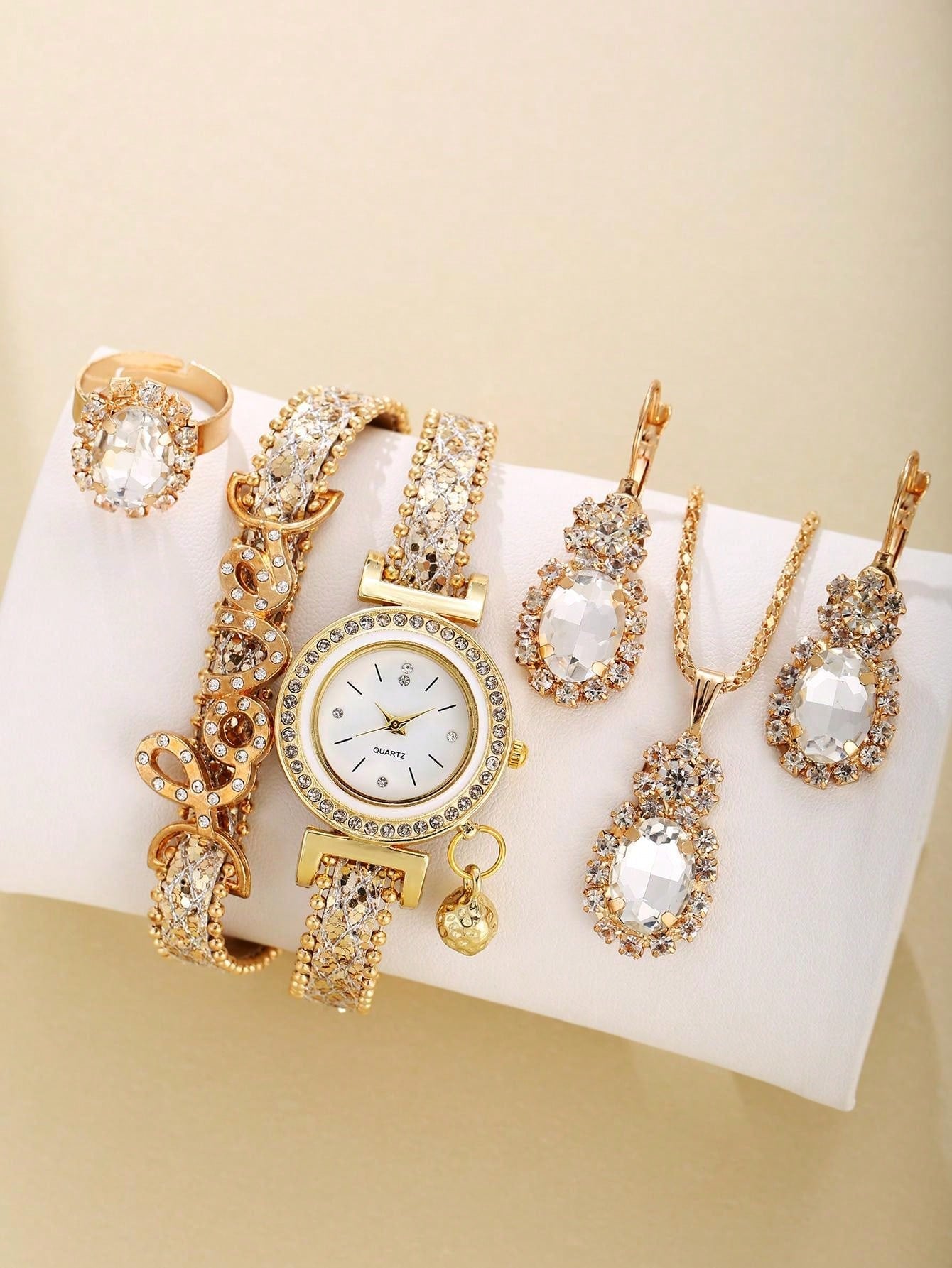 1pc Women'S Personalized Fashion Quartz Watch + Jewelry Set