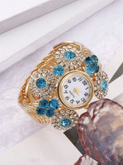 1pc Women'S Luxury Simple Alloy Bracelet Watch + Jewelry Set