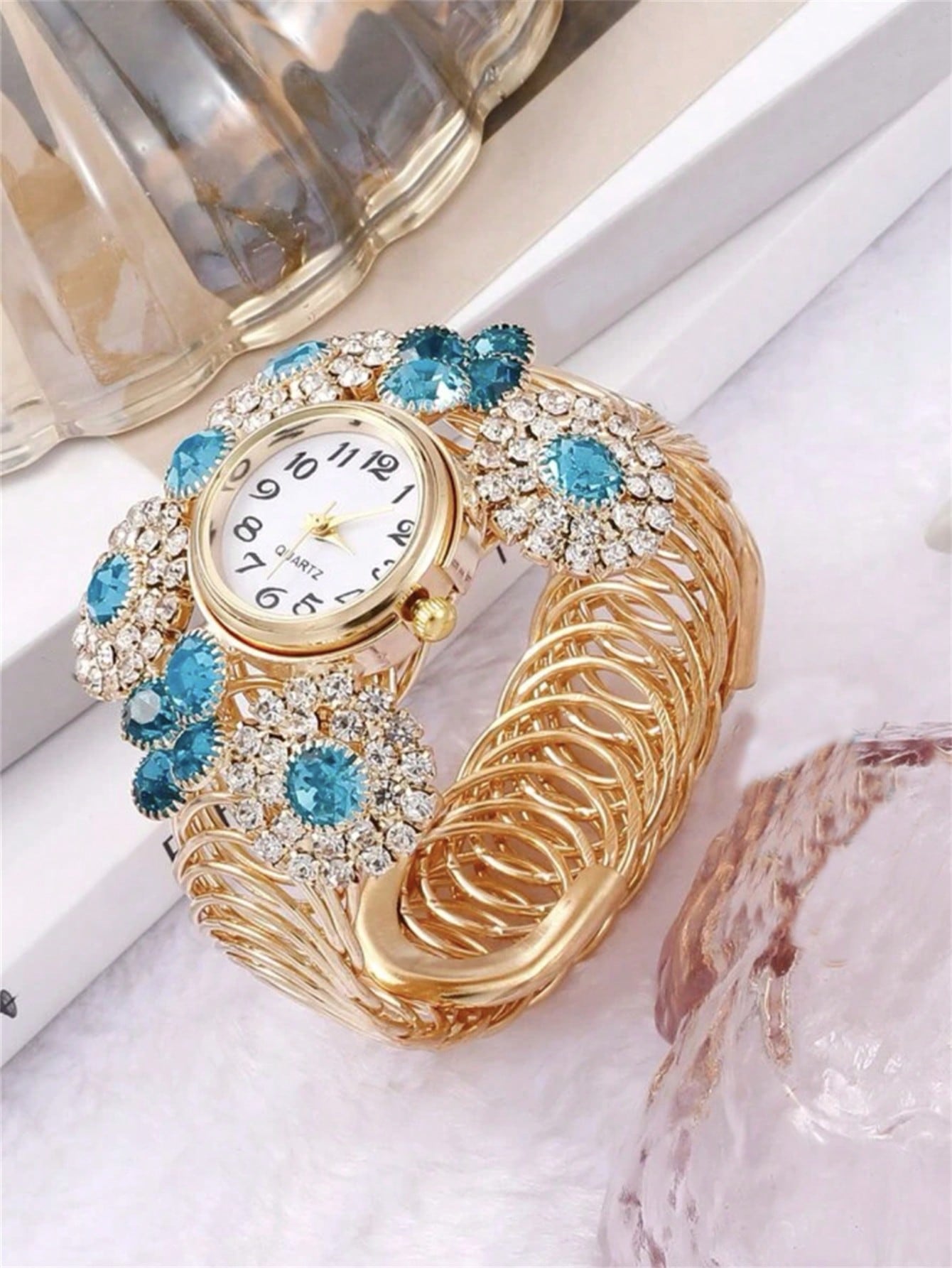 1pc Women'S Luxury Simple Alloy Bracelet Watch + Jewelry Set