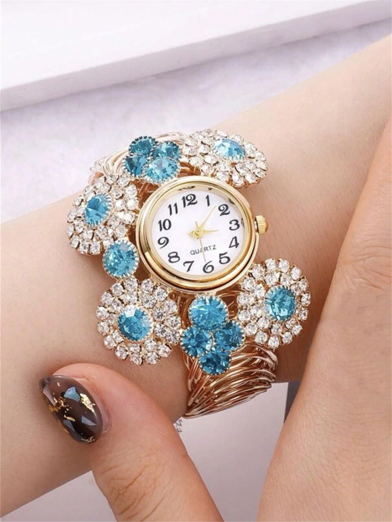 1pc Women'S Luxury Simple Alloy Bracelet Watch + Jewelry Set