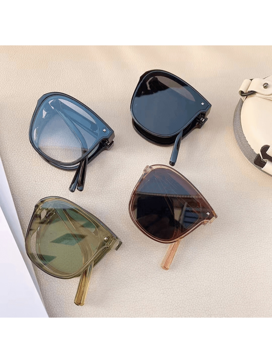 1pc New Design Foldable Uv Protection Sunglasses With Glasses Storage Box, Convenient To Carry For Men And Women